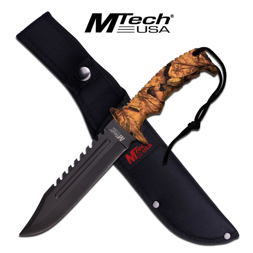 MTech USA Fixed Blade Jagdmesser Outdoor Messer Gummi Griff MT-20-57CA