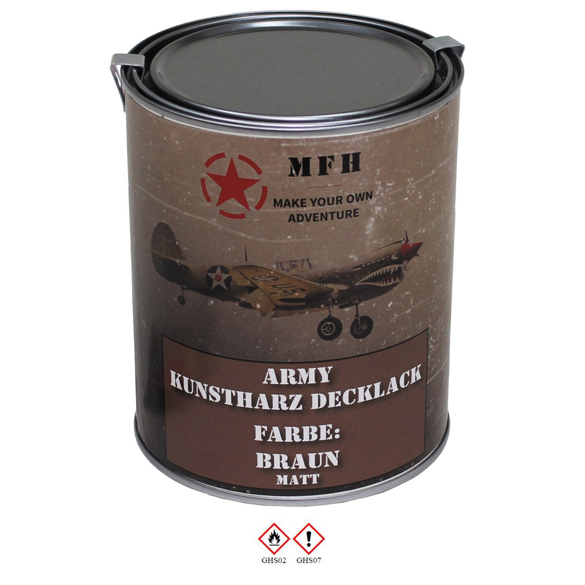 Farbdose "Army" BRAUN matt Kunstharz Decklack 1 Liter