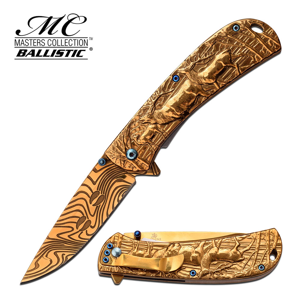 Master Collection Taschenmesser Elch SKULPTUR Design gold MC-A033GD