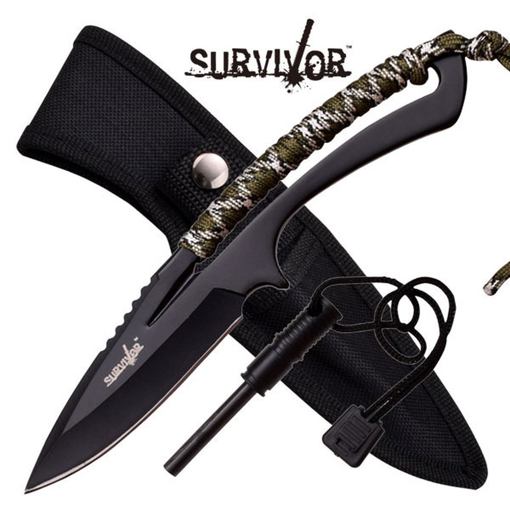 Survivor Messer Outdoormesser Fahrtenmesser Feuerstarter Nylonscheide HK-767CA