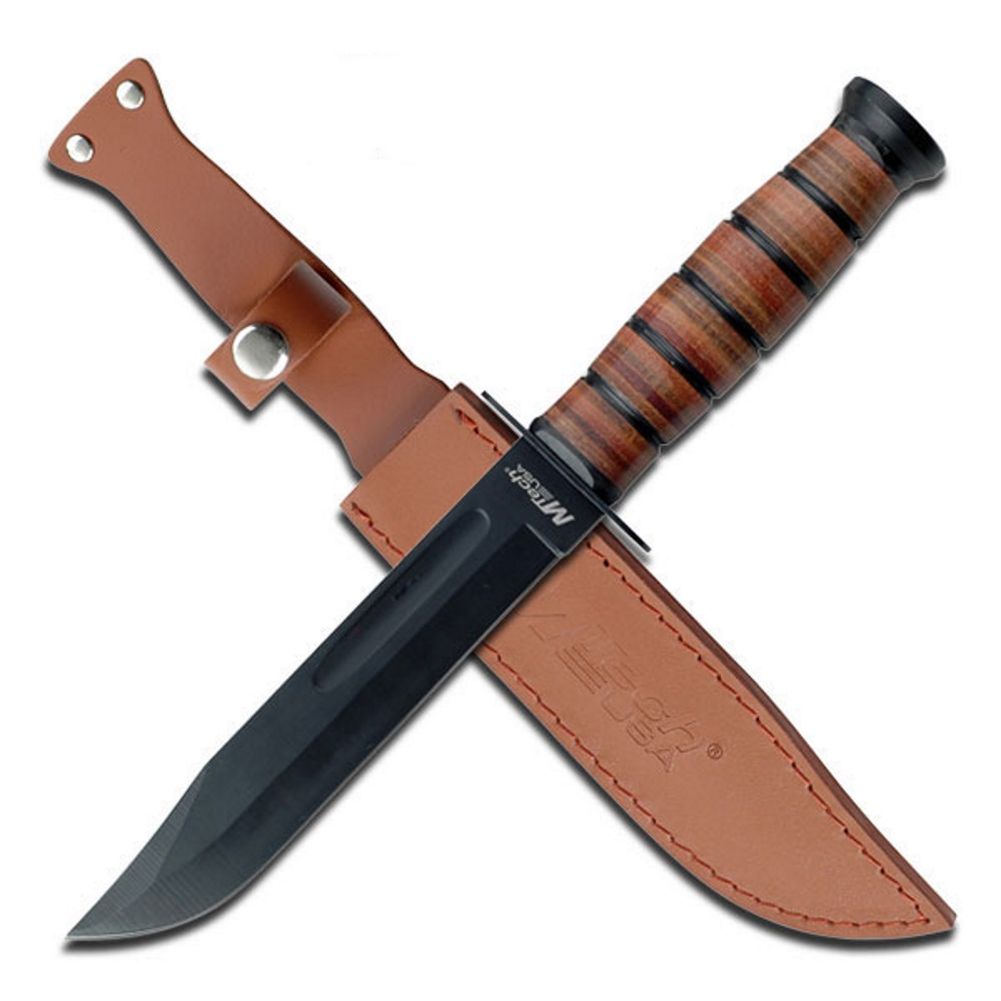 MTech USA mit feststehendender Klinge Messer Taschenmesser Lederscheide  MT-122