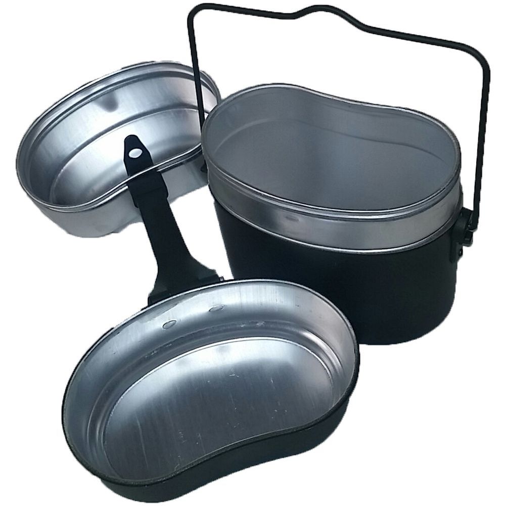 BW Essgeschirr Kochgeschirr Kochtopf 3 teilig Camping Outdoor Alu NEU