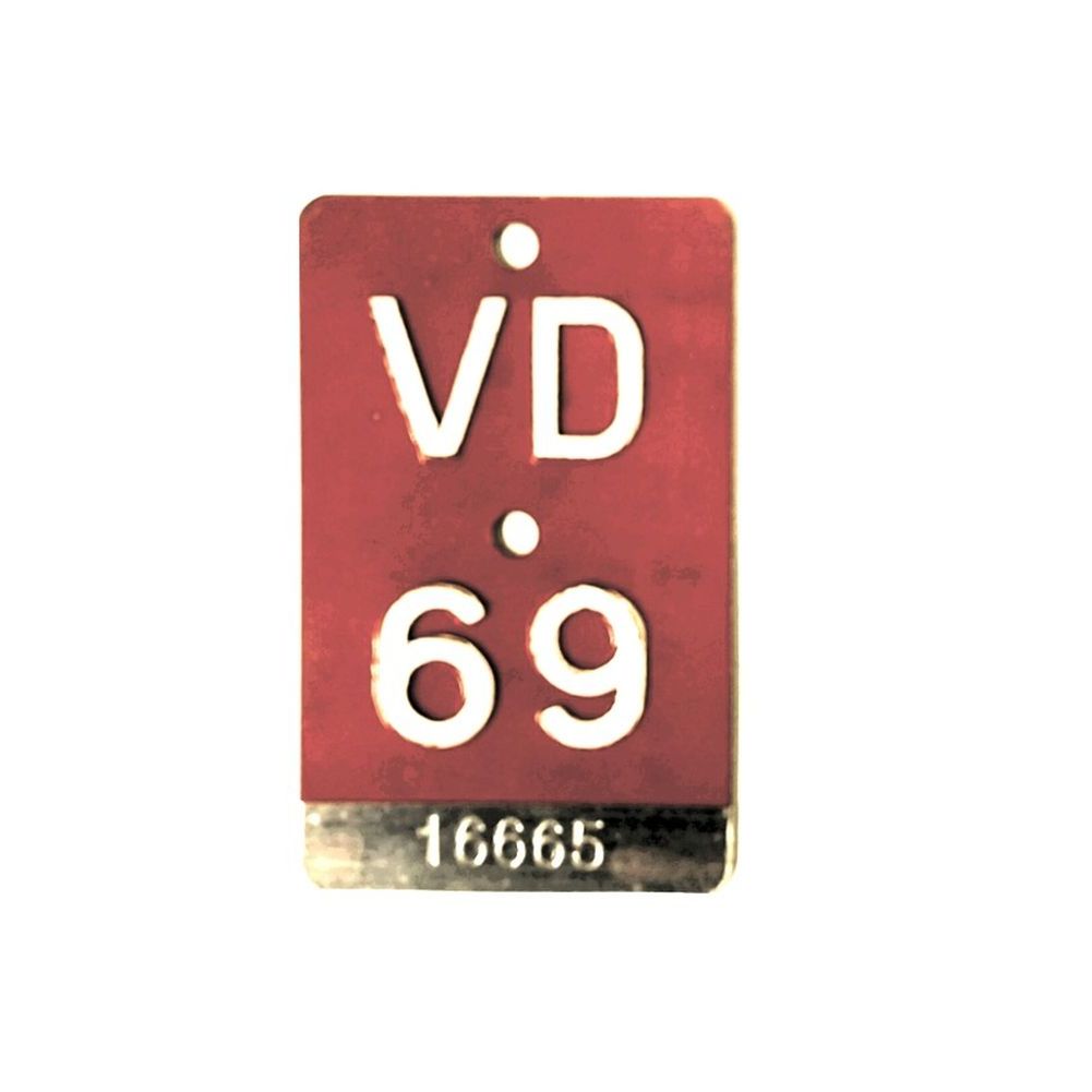 Schweizer Armee Original Rad Velo Kennzeichen Schild Velonummer VD69