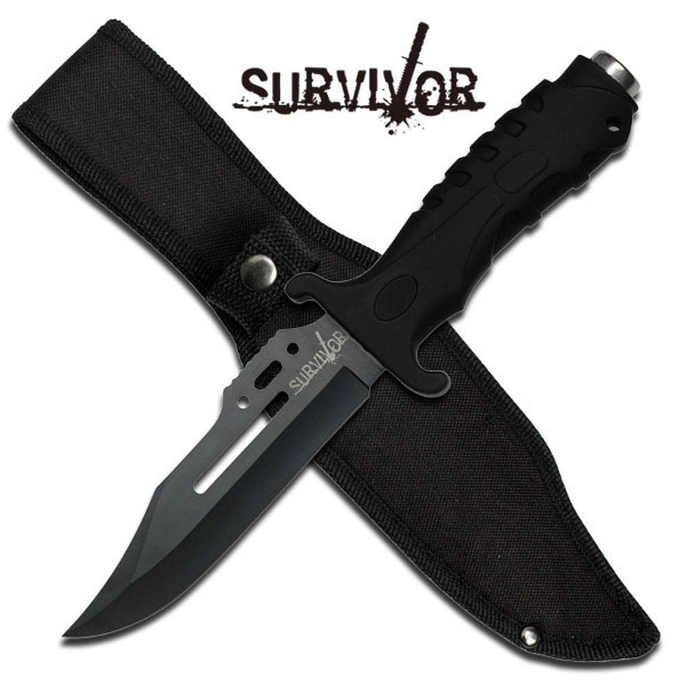 Survivor Messer Outdoormesser Fixed Blade schwarz Straight Edge Blade  HK-1036S
