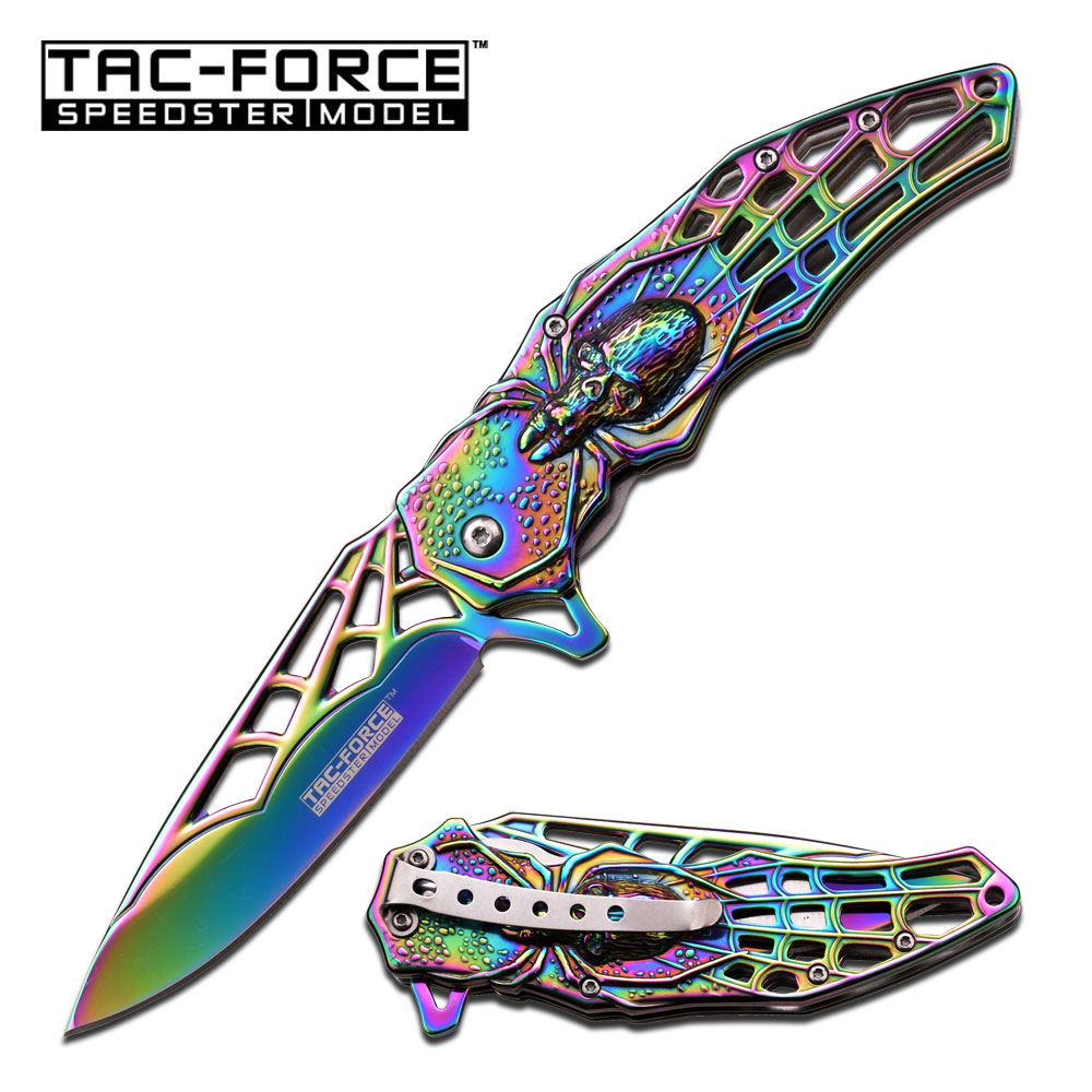 Tac-Force Messer Skull Spider Web Taschemesser mit Spinnenmotiv TF-856RB