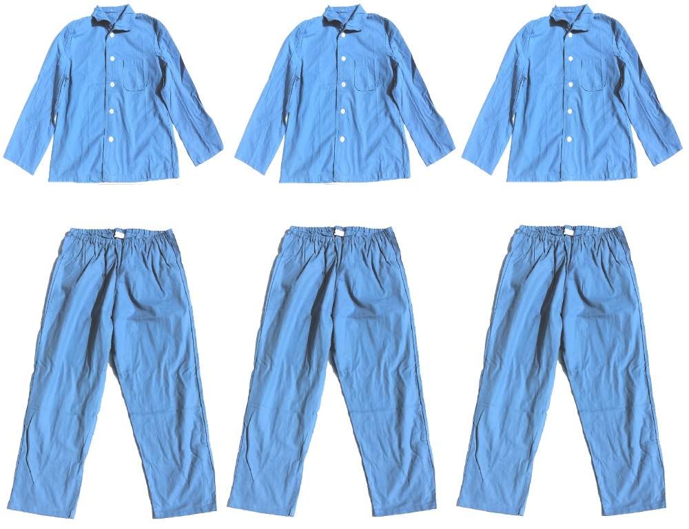 3er Set Bundeswehr BW Schlafanzug Pyama Nachtwäsche blau gebraucht Größe 52