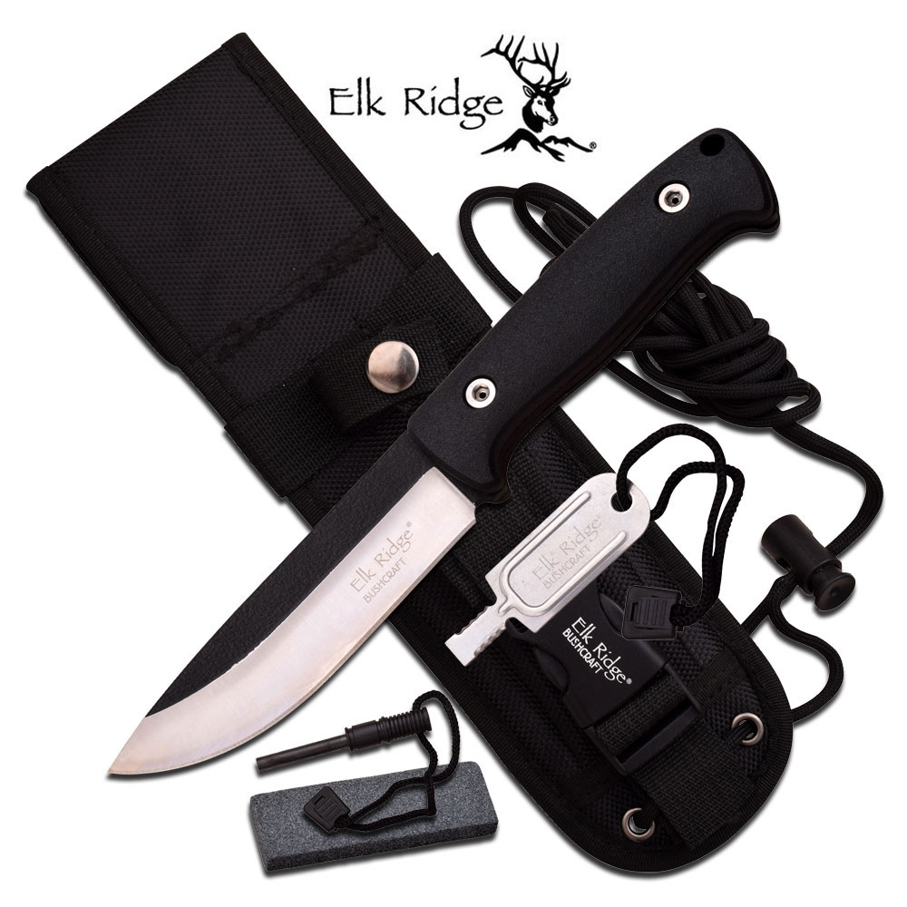 Elk Ridge CRAFTER WOOD Outdoormesser Bushcraft Pakkaholz Feuerstarter ER-555BK
