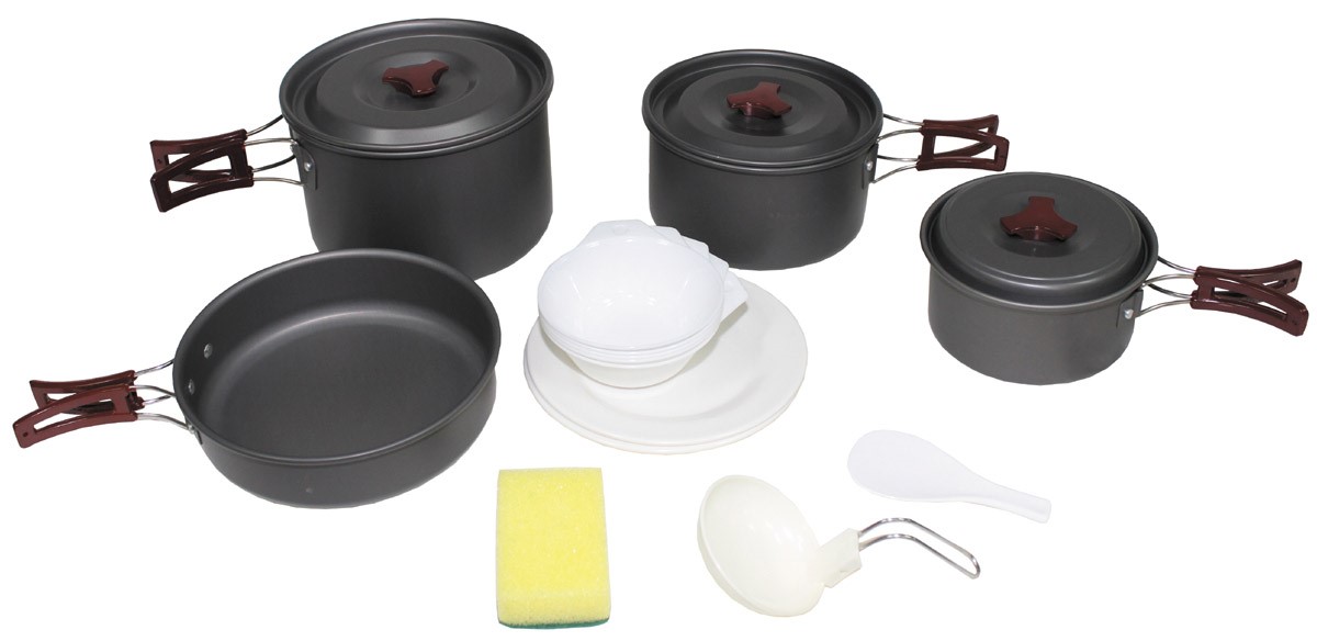 Kochgeschirr Campinggeschirr  Essgeschirr Aluminium eloxiert Outdoor Set 33337